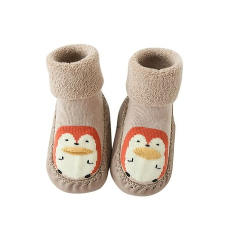 

Toddler Shoes Cute Children Autumn And Winter Boys And Girls Floor Sports Shoes Flat Bottom Non Slip Warm Cartoon Penguin Bear Pattern