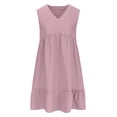 thumbnail image 6 of Admvng Womens Dress V Neck Pocket Sleeveless Tiered Ruffle Hem Casual Flowy Summer Dress, 6 of 7