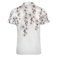 thumbnail image 5 of Cherry Blossoms with Falling Flowers Men Zipper T-shirt Summer Casual Short Sleeve T-shirt Top, 5 of 7