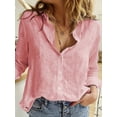 thumbnail image 2 of Camisa De Lino De Manga Larga, Camisa Casual Con Botones Para Primavera Y Otoño, Ropa De Mujer, 2 of 4