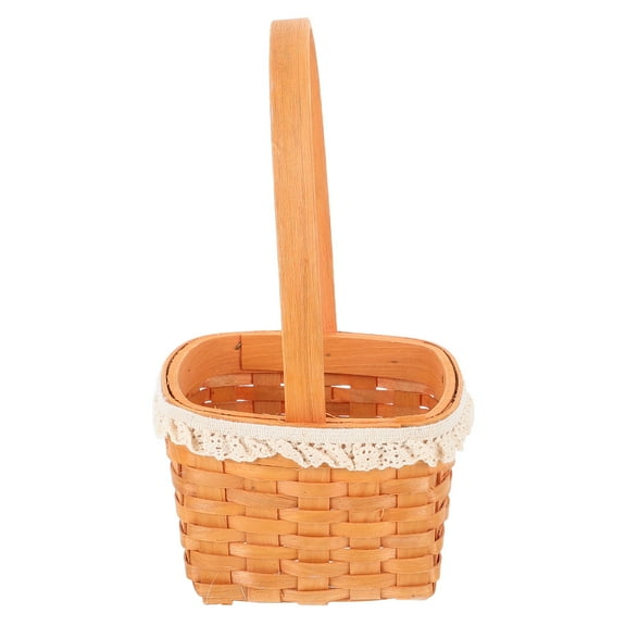 Worgeous Handwoven Wooden Flower Basket for Storage Natural Wood Brown Color Ideal for Home Decor 7.5 Inches