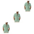 thumbnail image 1 of pitrice Men Shirt Casual Short Sleeve Breathable Replacement Button Down Solid Color Fashionable Home Dating Shirts Top Green XL 3Set, 1 of 6
