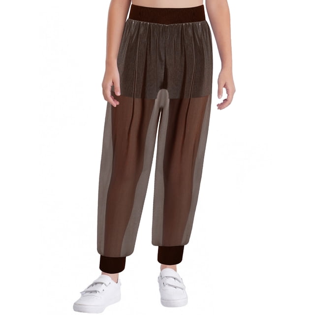 dPois Pantalons de Jogging en Maille pour Filles avec shorts Intégrés Hip Hop Danse de Rue Performance Tenue de Danse Or 16