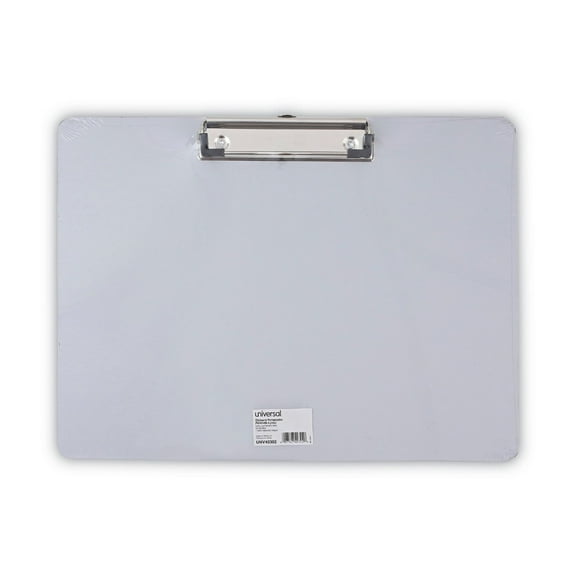 Universal UNV40302 0.5 in. Clip Capacity 11 in. x 8.5 in. Landscape Orientation Plastic Brushed Aluminum Clipboard - Silver