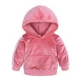 thumbnail image 2 of Esaierr 2PCS Toddler Baby Girls Boys Hooded Sweatshirt + Jogger Pants Outfits Newborn Kids Long Sleeve Velvet T-Shirt Tops Sweatpants Casual Cosy Autumn Winter Outerwear for 9M-8Y, 2 of 5