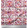 thumbnail image 1 of Soimoi Poly Georgette Tissu Couronne, Feuilles & Rose Fleur Tissu Imprimé 1 Yard 42 Inch Wide, 1 of 3