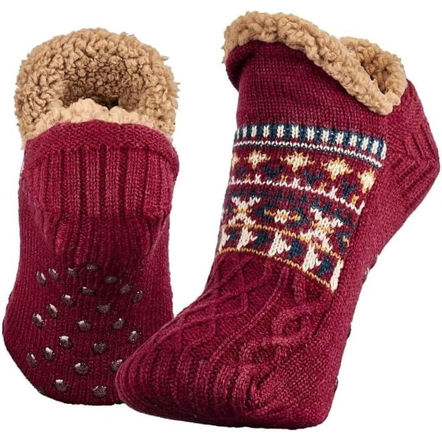Calcetines pantuflas para hombres y mujeres, calcetines pantuflas mullidos con pinzas, forro polar antideslizante, que retienen el calor, regalo de Navidad, tallas S 35-39