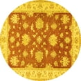 thumbnail image 1 of Ahgly Company Machine Washable Indoor Round Oriental Yellow Traditional Area Rugs, 7' Round, 1 of 4