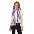 thumbnail image 2 of FORMRS Womens Scarf Winter Soft Long Big Warm Shawls Wrap Tassel Scarves, Pink and Purple Plaid Pattern, 2 of 9