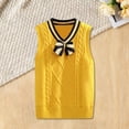 thumbnail image 2 of Coerni Girls Boys Preppy Sweater Vest V Neck Knitted Sweater Teen School Uniform Vest Warm Sleeveless Jacket Pullover Waistcoat, 2 of 5