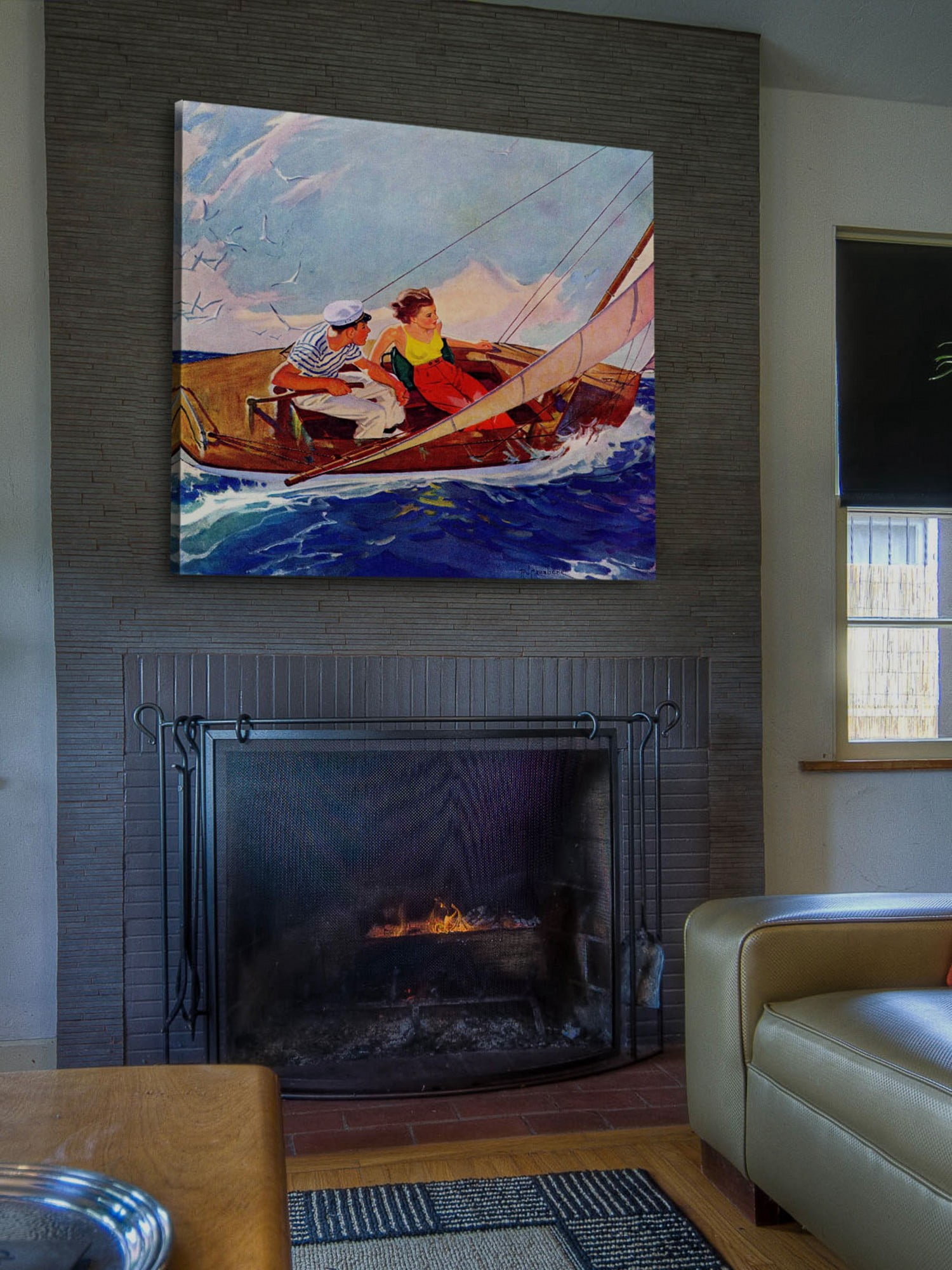 Marmont Hill Couple Sailing by R.J. Cavaliere Painting Print on Canvas