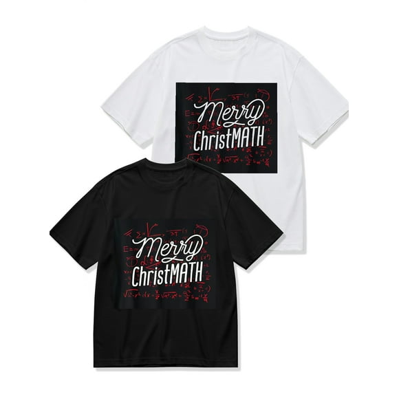 (Paquete de 2) Playera Unisex Ultra Algodón para Hombres y Mujeres Talla S-5XL Playera Navideña Feliz Matemáticas Matemáticas