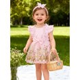 thumbnail image 3 of HWJAD Butterfly Lace One-Piece Romper Dress and Headband Set for Newborn Baby Girls Infant Tulle Bodysuit Dresses Summer Outfits, 3 of 8