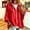Red, variant on Sevevn Women's Zip‑Up Hooded Jacket Drawstring 3/4 Wide Batwing Sleeve Oversized Loose Hoodie Jacket With Pockets Black L