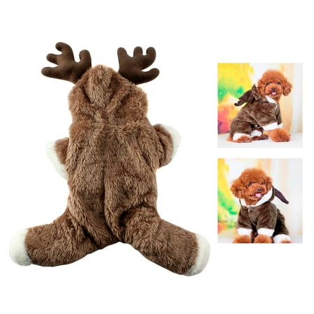 - Dog Cat Puppy Soft Hoodie Jumpsuit Clothes Christmas ElK Costume Suit