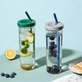 thumbnail image 2 of 700ml straw cup transparent plastic water bottle with straw portable juice cup drinking bottle gray, 2 of 5