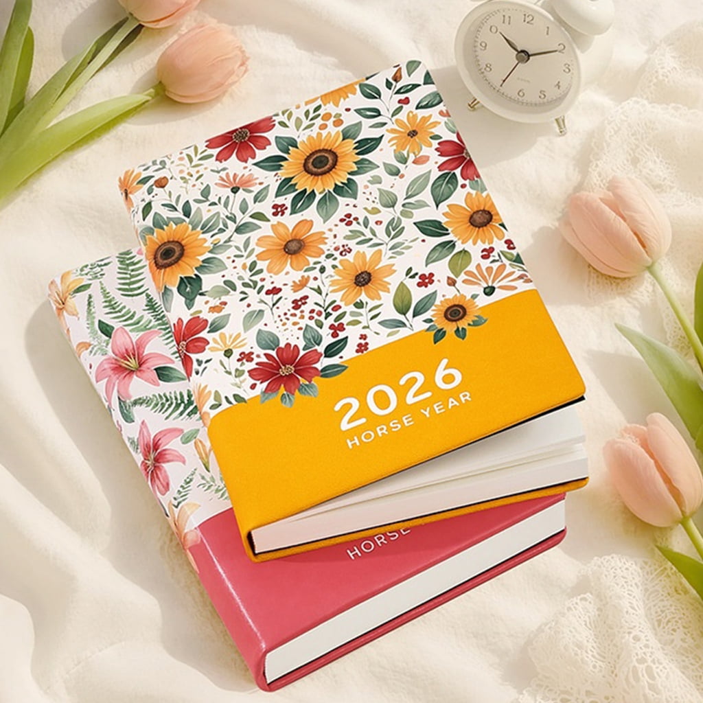 2026 Weekly Planner Hardcover Flower Leather Academic Planner Notebook 256 Pages
