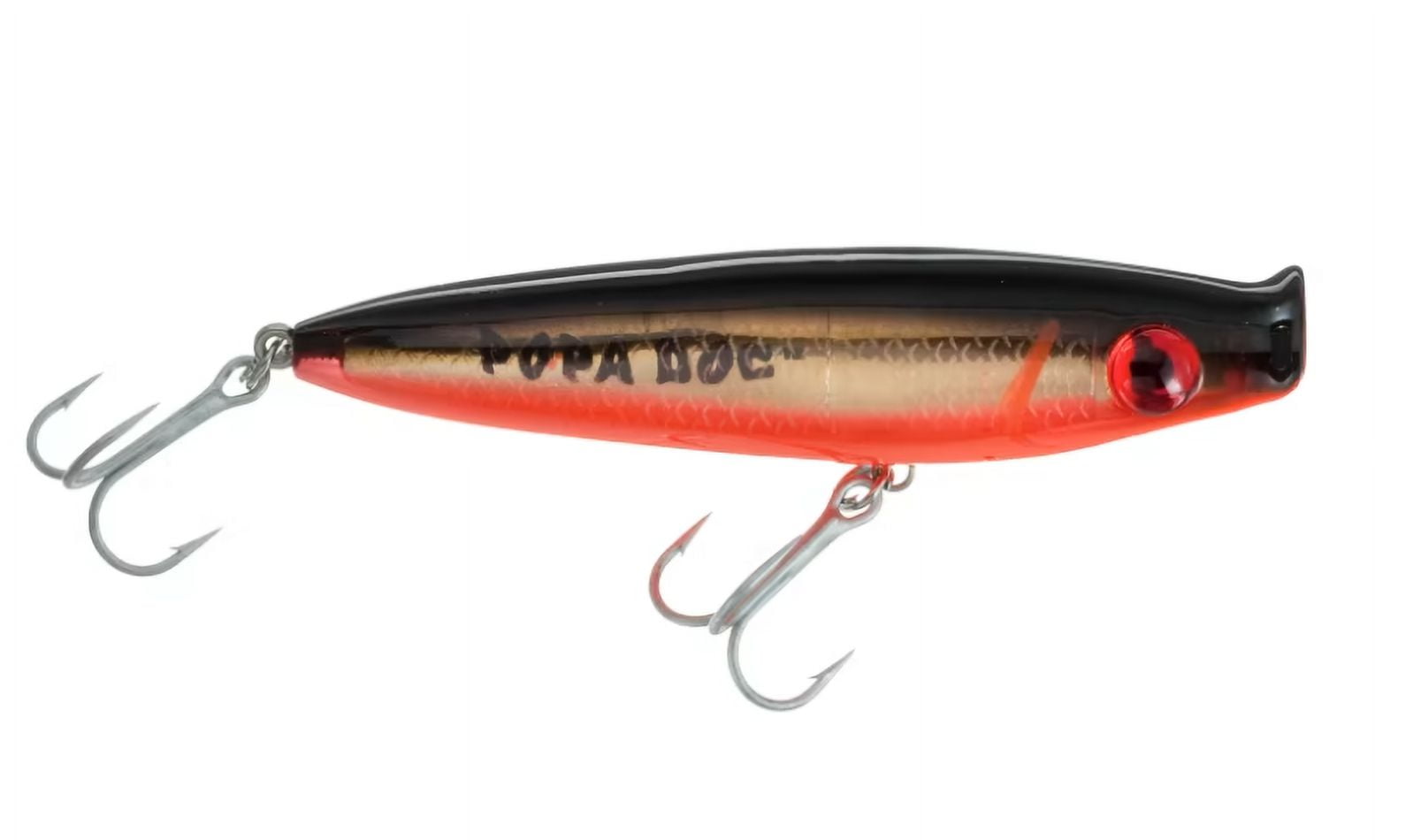 MirrOLure Popa Dog Lure, Black Back/Fluorescent Orange Belly, 4-Inch