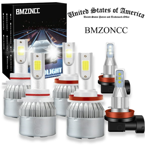 BMZONCC For Lexus RX350 2010-2015 White LED Headlight & Fog Light 6 Bulbs Kit 6000K