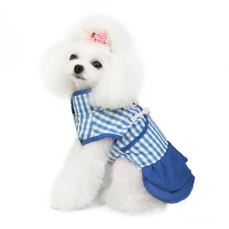 Cute Pet Spring And Summer Check Pattern Patchwork Costumes Pet