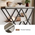 thumbnail image 4 of 3-Tier Console Table – Industrial X-Shaped Metal Frame, Narrow Storage Sofa Table for Entryway, Living Room, Hallway – Adjustable Feet – Grey, 4 of 8