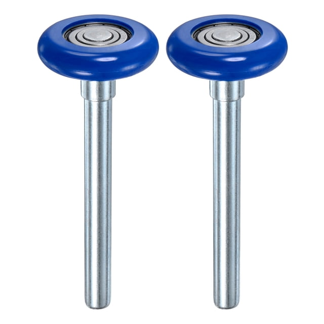 Uxcell Rouleaux de Porte de Garage en Nylon Lot de 2, Roues de Porte de Garage 1.8 Pouces Tige 4.3 Pouces, 6200zz pour Portes de Garage, Bleu