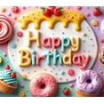 thumbnail image 4 of Decorative Design Happy Birthday Banner Colorful Theme Birthday Party Donut Decoration for Kids Party Event Celebration Decoration, 4 of 7