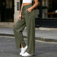 thumbnail image 5 of Qingpeng Womens Drawstring Elastic High Waisted Wide Leg Sweatpants Side Split Hem Soft Heather Knit Baggy Flow Casual Pants, 5 of 9