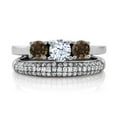 thumbnail image 2 of Gem Stone King 1.73 Ct Round White Topaz Brown Smoky Quartz 925 Sterling Silver Ring (Size 5), 2 of 2
