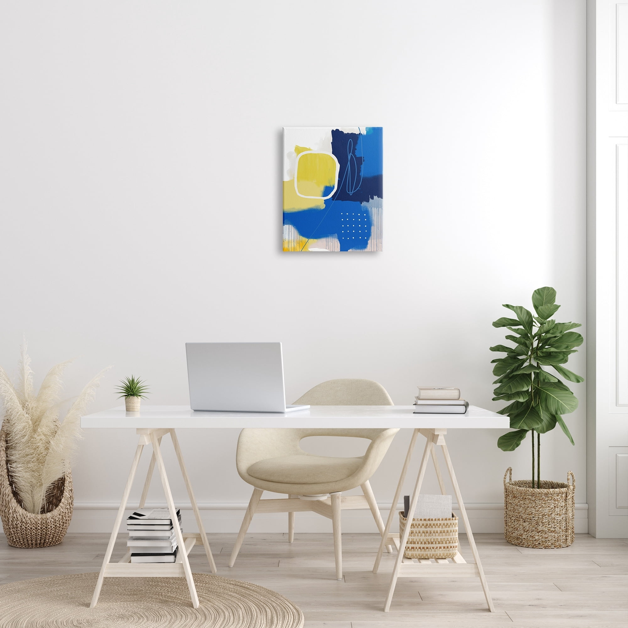 Stupell Industries Bold Blue Yellow Shape Collage Vibrant Modern Abstraction, 24 x 30, Design by Urban Epiphany