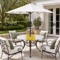 thumbnail image 4 of Round Outdoor Tablecloth with Umbrella Hole and Zipper, Yellow Geometric Fitted Table Cover with Elastic Edge for 45-54 Inch, Modern Striped Abstract Art Aesthetics Waterproof Patio Tablecoths, 4 of 9