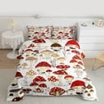 thumbnail image 2 of Feelyou Kawaii Red Mushroom Full Size Comforter Sets, Cartoon Botanical Plant Bedding Comforter Set, Teens Kids Boys Girls Reversible Bedding Sets, Microfiber Bedroom Decor, 3pcs, 2 of 8