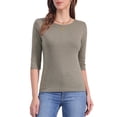 thumbnail image 1 of CAMISETAS DE MUJER INSPIRADAS CHIC DE MANGA CORTA, CUELLO BARCO, AJUSTE SLIM, CASUAL, COLOR MARRÓN CLARO, TALLA L, 1 of 6
