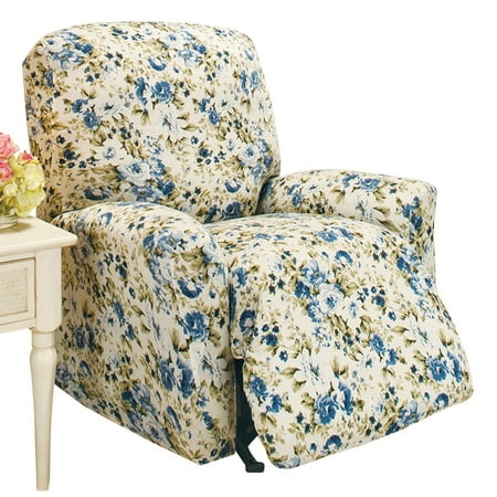 Jersey Knit Form Fit Stretch Furniture Slipcover, Recliner, Blue Multi