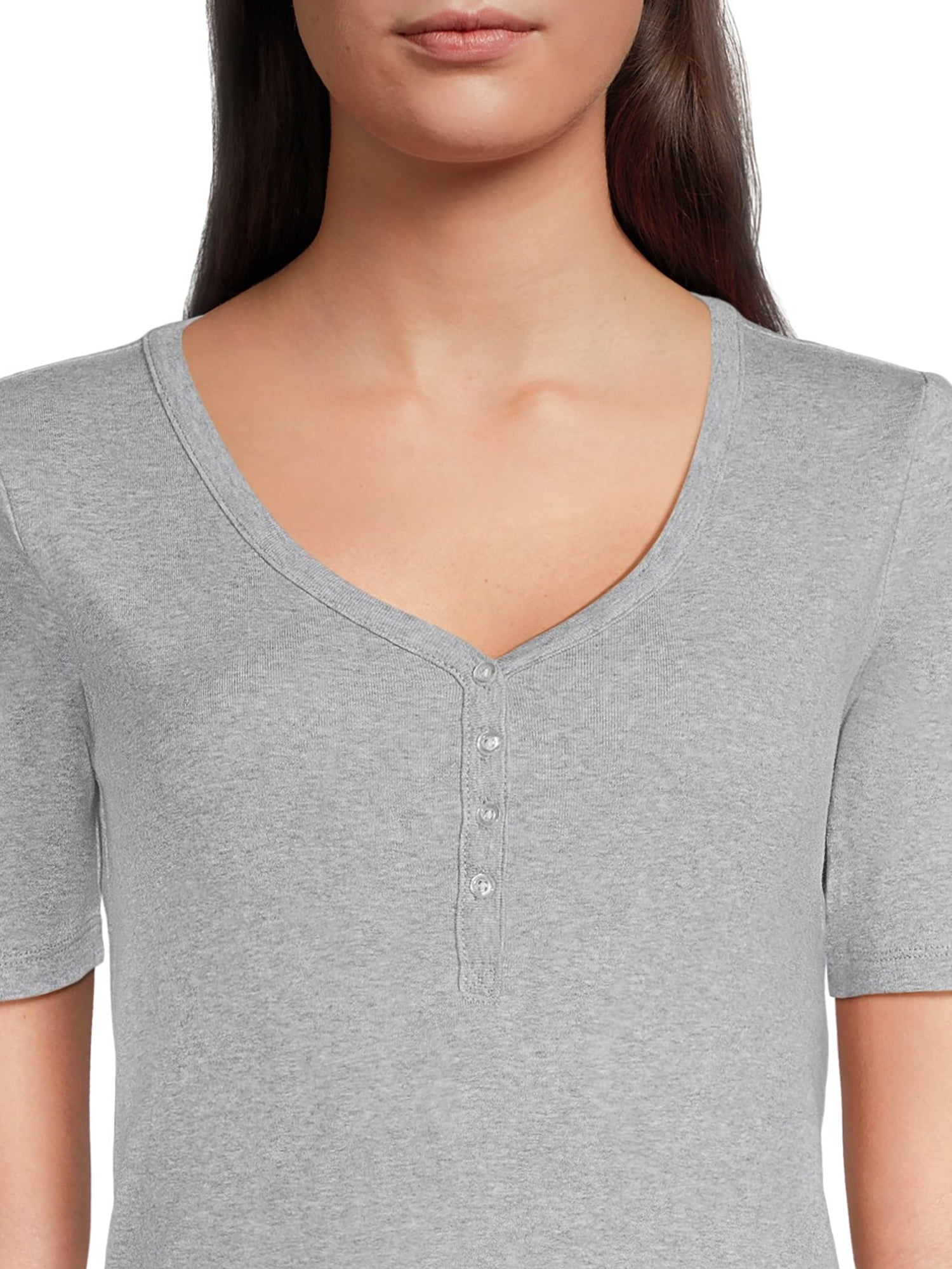 RealSize Women's Ribbed Henley Shirt, Sizes XS-3XL