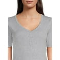 thumbnail image 4 of RealSize Women's Ribbed Henley Shirt, Sizes XS-3XL, 4 of 5