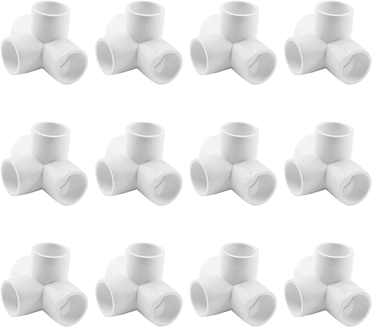 12 Pack 4 Way 1/2" Tee PVC Fitting Elbow PVC Elbow Corner Fittings