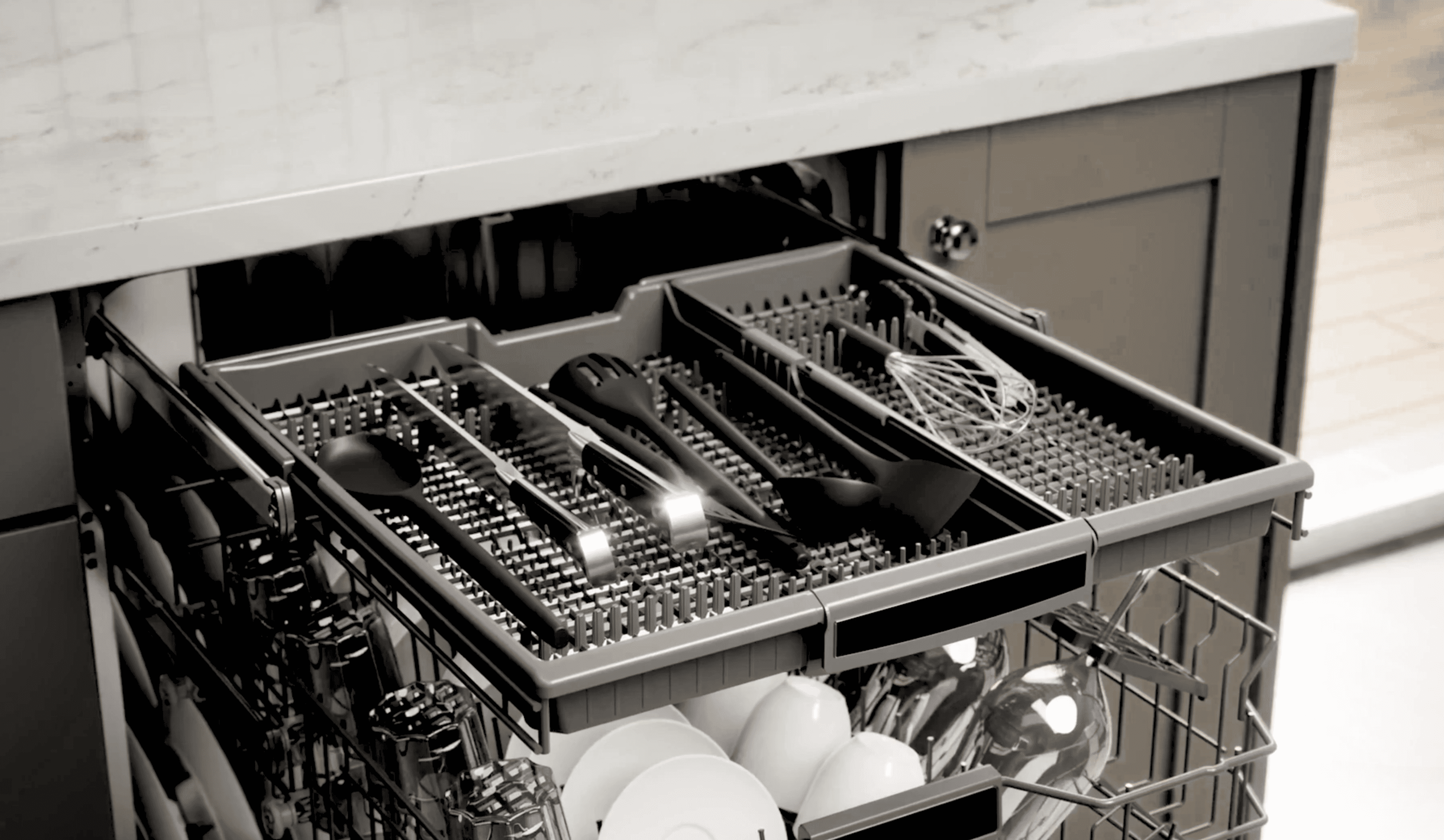 Kenmore 24" Built-in Stainless Steel Tub Dishwasher, EasyFlex 3rd Rack, SmartWash, Energy Star Certified, White