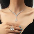 thumbnail image 2 of Faty-T Bridal Wedding Jewelry Set Silver Rhinestone Necklace Earrings Sets Formal Costume Jewelry for Women and Brides, 2 of 10