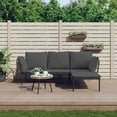 thumbnail image 1 of vidaXL 3 Piece Garden Lounge Set with Dark Grey Cushions Poly Rattan, 1 of 5