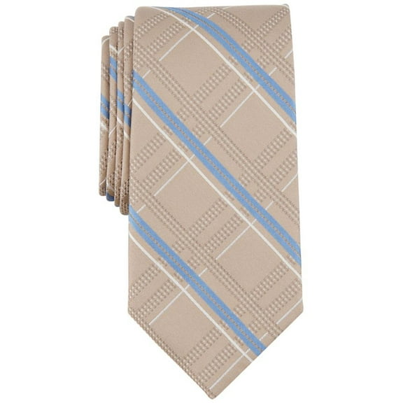 Michael Kors Men's Salerno Khaki Plaid Tie One Size Necktie