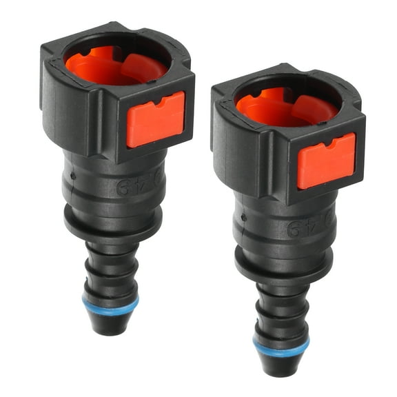 Unique Bargains Car Fuel Line Hose Quick Release Connector Straight 3/8" 9.49mm SAE to 1/4" 6mm Hose Red 2 Pcs