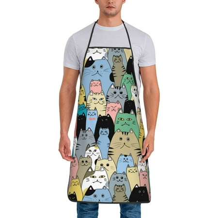 

Lukts Different Cats Print Unisex Tie-Up Aprons Bibs for Chef Kitchen Grill Beverage Shop