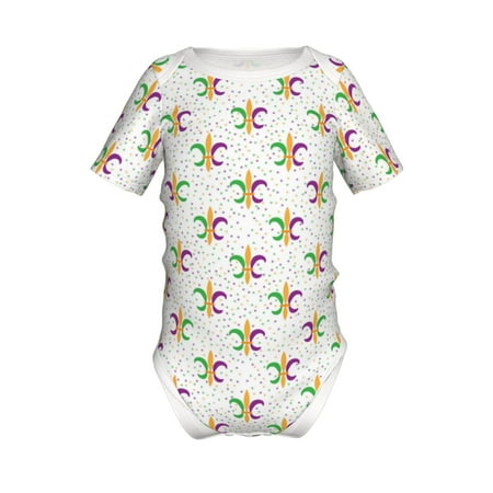 

Adobk Mardi Gras Carnival1 Print Baby Climbing Clothes Jumpsuit Rompers Classic Rompers Child Short sleeve Bodysuits-18 Months