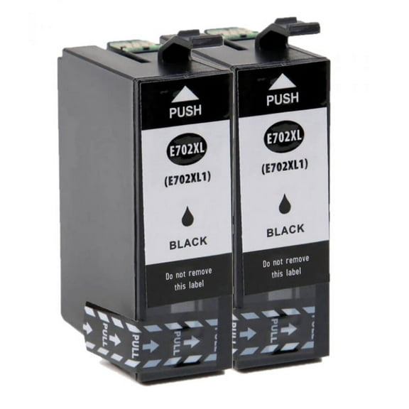 Compatible T702 XL 702 Black Ink Cartridge Replacement for Workforce Pro WF-3733 WF-3720 WF-3730 Printer (2 Black)
