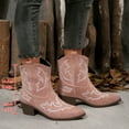 thumbnail image 4 of Mostsola Cowboy Boots for Women Suede Vintage Embroidery Western Ankle Boots Pull on Booties, 4 of 9