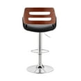thumbnail image 4 of Armen Living KarterAdjustable Black Faux Leather and Walnut Wood Bar Stool with Chrome Base, 4 of 6