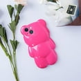 Bear Phone Case Compatible with iPhone 12, Cute 3D Rose Red Bear Case