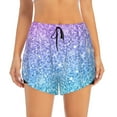 thumbnail image 2 of Gukieu Multicolor Glitter Print Women's Sports Shorts with Drawstring Elastic Waistband for Running, Yoga, Fitness-Medium, 2 of 7