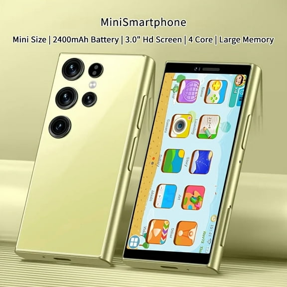 Mini Smartphone Unlocked Cell Phone 3.0 Inch Android 3G Small Mobile Child Quad Core Small Mobile Phone Dual SIM 2 16GB (Gold)